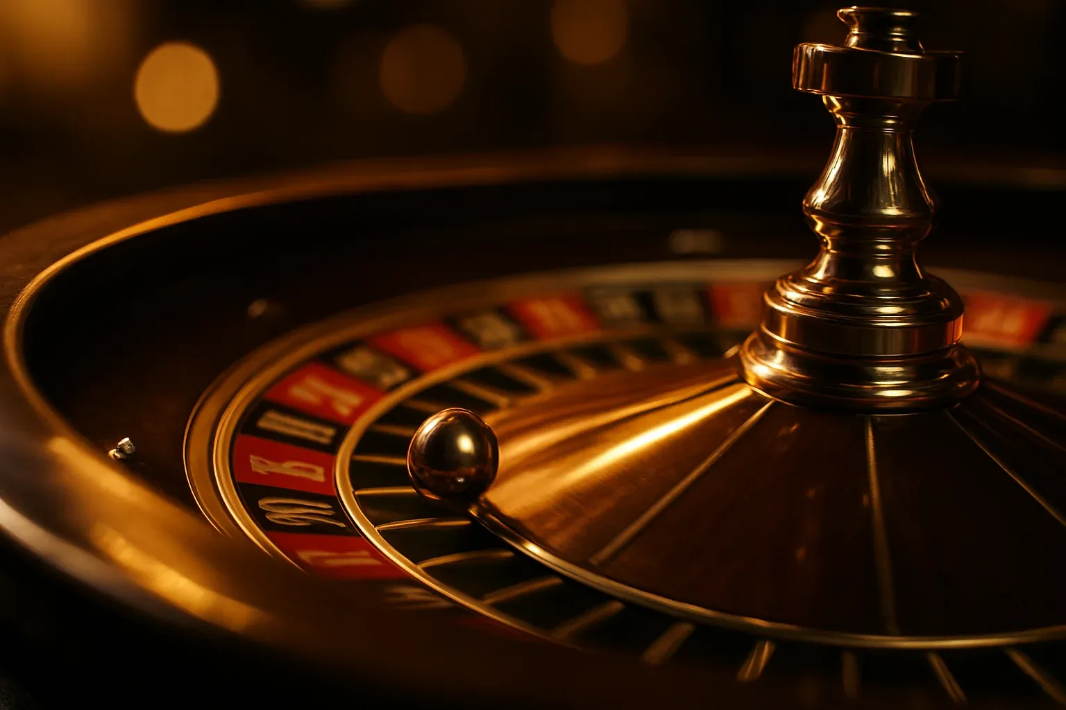 Hyperrealistic live casino roulette wheel spinning with chrome ball and premium felt